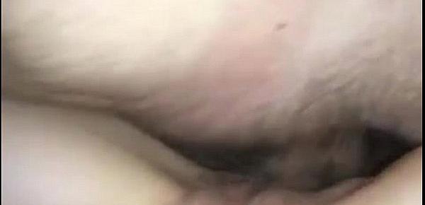  Cougar gf on her back,taking my younger cock deep inside her hairy cunt!